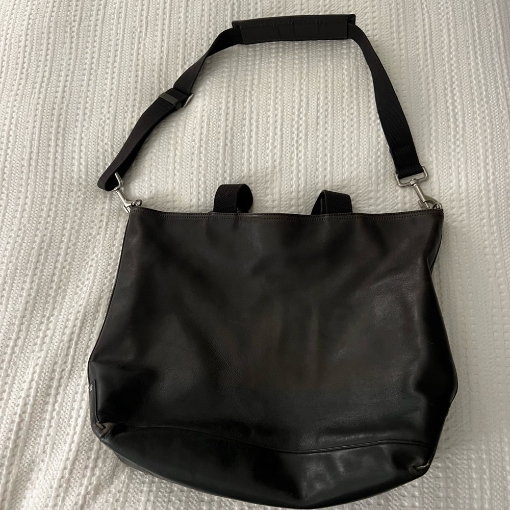 Jack Spade mens leather weekender tote bag.